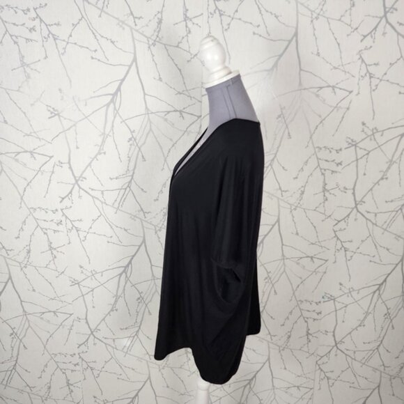 Papillon Black Bamboo Stretch Open Front Batwing Cardigan - Picture 3 of 4